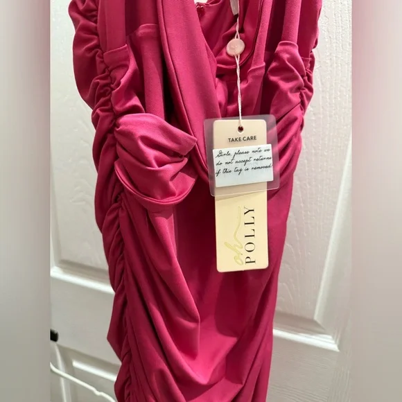 Oh Polly One Shoulder Fuchsia Dress - Picture 2 of 2